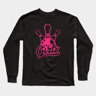 Cool Pink Bowling Girls Long Sleeve T-Shirt